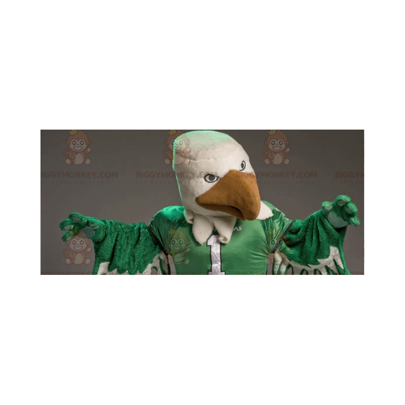 Disfraz de mascota de águila blanca y verde gigante