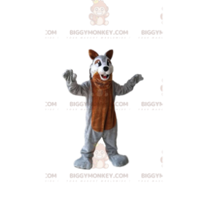 BIGGYMONKEY™ maskotkostume af brunt og gråt egern med funklende