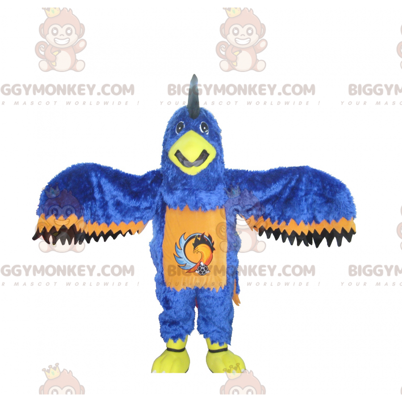 Costume de mascotte BIGGYMONKEY™ d'aigle bleu orange et noir -