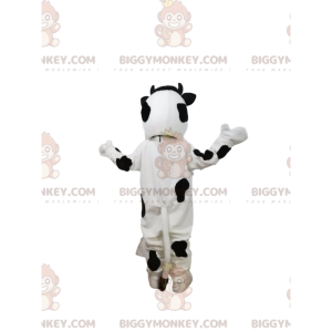 Traje de mascote BIGGYMONKEY™ Vaca preta e branca com grande