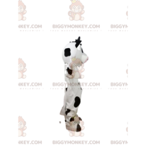 BIGGYMONKEY™ Mascot Costume Black and White Cow With Big Smile