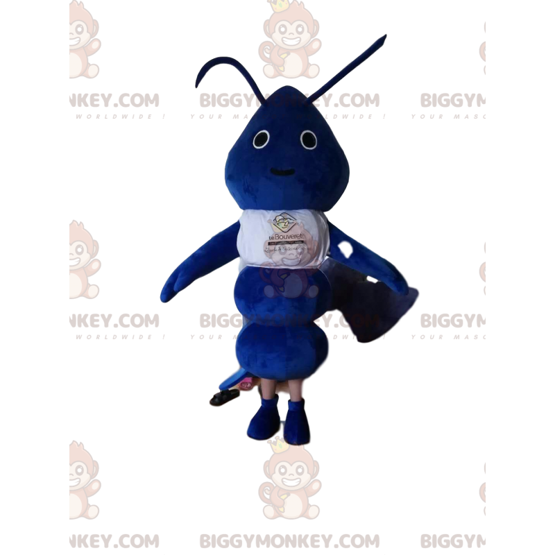 BIGGYMONKEY™ Little Blue Ant Maskottchenkostüm mit weißem