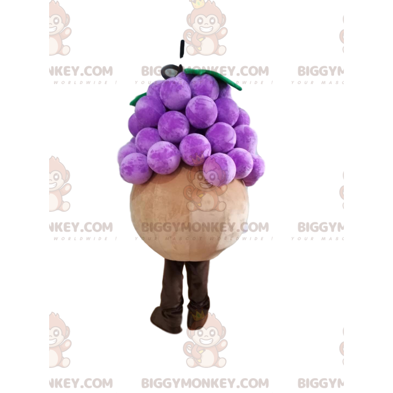 BIGGYMONKEY™ Little Round Man With Bunch Of Grapes Mascot