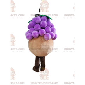 BIGGYMONKEY™ Little Round Man With Bunch Of Grapes Mascot