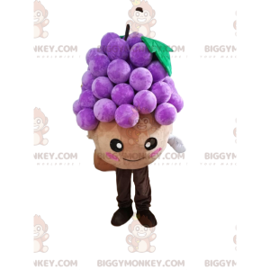 BIGGYMONKEY™ Little Round Man With Bunch Of Grapes Mascot