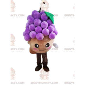 BIGGYMONKEY™ Little Round Man With Bunch Of Grapes Mascot