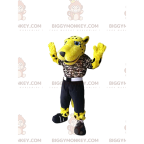 Lindo traje de mascote de leopardo BIGGYMONKEY™ com camisa de