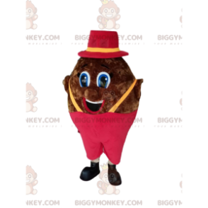 Costume de mascotte BIGGYMONKEY™ de bonhomme marron dodu avec