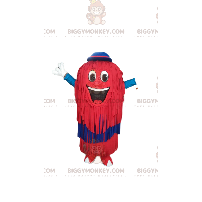 Traje de mascote BIGGYMONKEY™ Red Man com franjas e chapéu azul