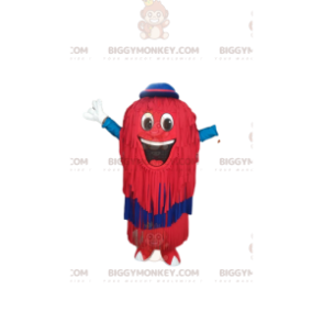 Traje de mascote BIGGYMONKEY™ Red Man com franjas e chapéu azul