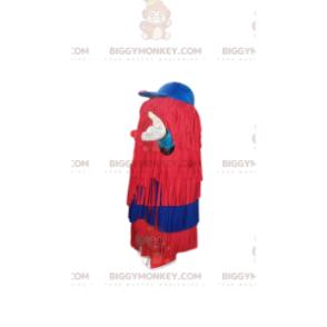 BIGGYMONKEY™ maskotkostume Rød mand med frynser og blå hat -