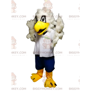 Golden Eagle BIGGYMONKEY™ Maskottchen-Kostüm mit weißem Jersey