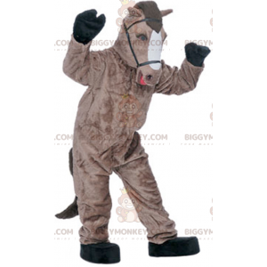 Costume de mascotte BIGGYMONKEY™ de cheval marron et blanc très