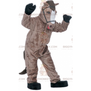 Costume de mascotte BIGGYMONKEY™ de cheval marron et blanc très