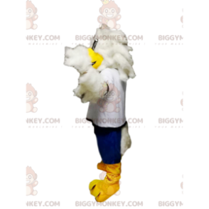 Golden Eagle BIGGYMONKEY™ maskottiasu, jossa valkoinen jersey