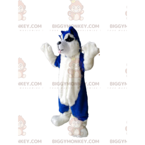 Costume de mascotte BIGGYMONKEY™ de chien bleu et blanc -