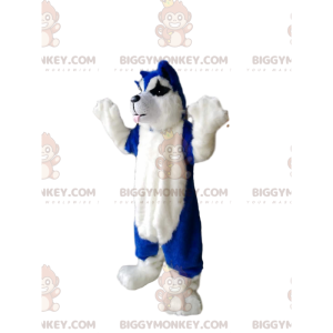 Kostium maskotka niebiesko-biały pies BIGGYMONKEY™ -
