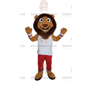 Traje de mascote de leão engraçado BIGGYMONKEY™ com roupas