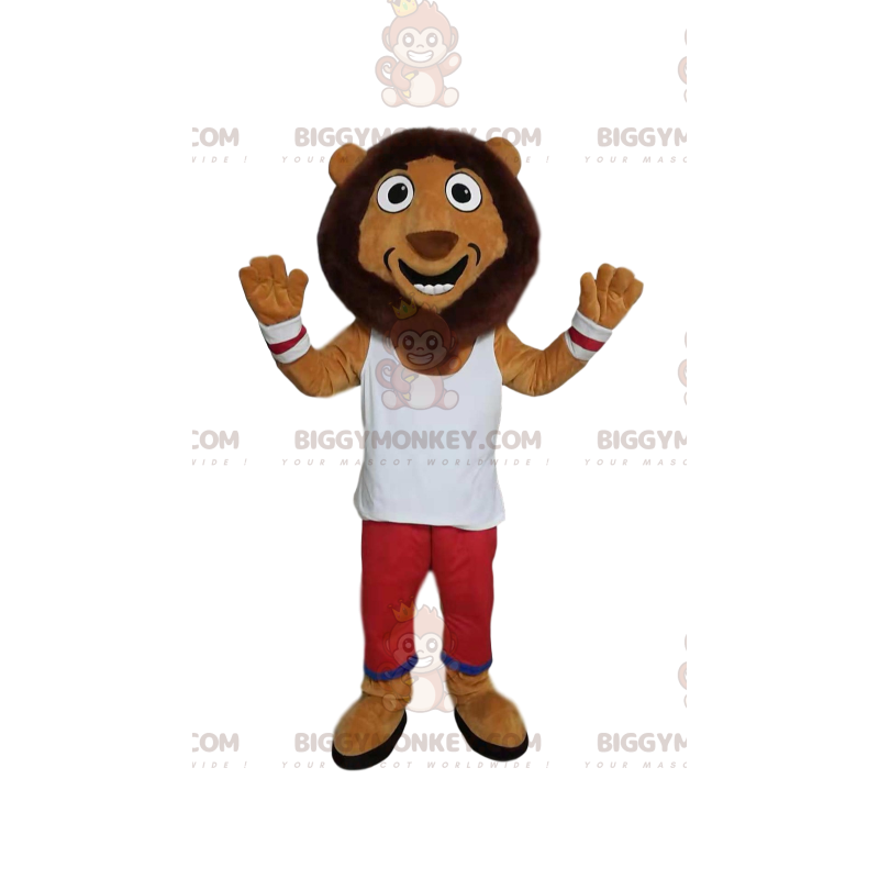 Costume de mascotte BIGGYMONKEY™ de lion rigolo avec une tenue