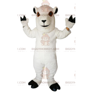 Traje de mascote de ovelha branca sorridente BIGGYMONKEY™ –