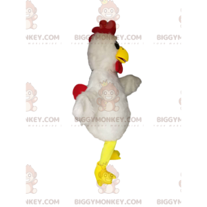 Kylling BIGGYMONKEY™ maskotkostume med smuk hvid fjerdragt -