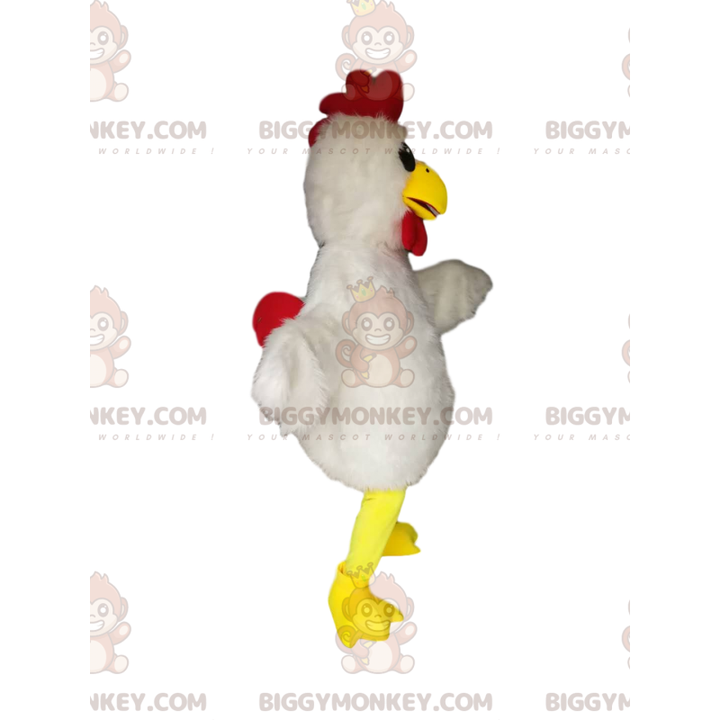 Traje de mascote de frango BIGGYMONKEY™ com linda plumagem