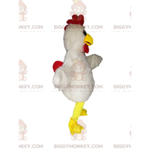 Κοστούμι μασκότ BIGGYMONKEY™ κοτόπουλου με όμορφο λευκό φτέρωμα