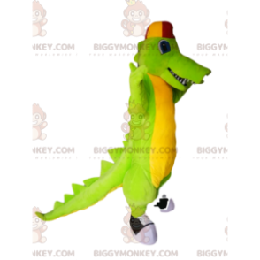 Costume de mascotte BIGGYMONKEY™ de crocodile vert et jaune