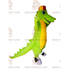 Disfraz de mascota de cocodrilo verde y amarillo BIGGYMONKEY™