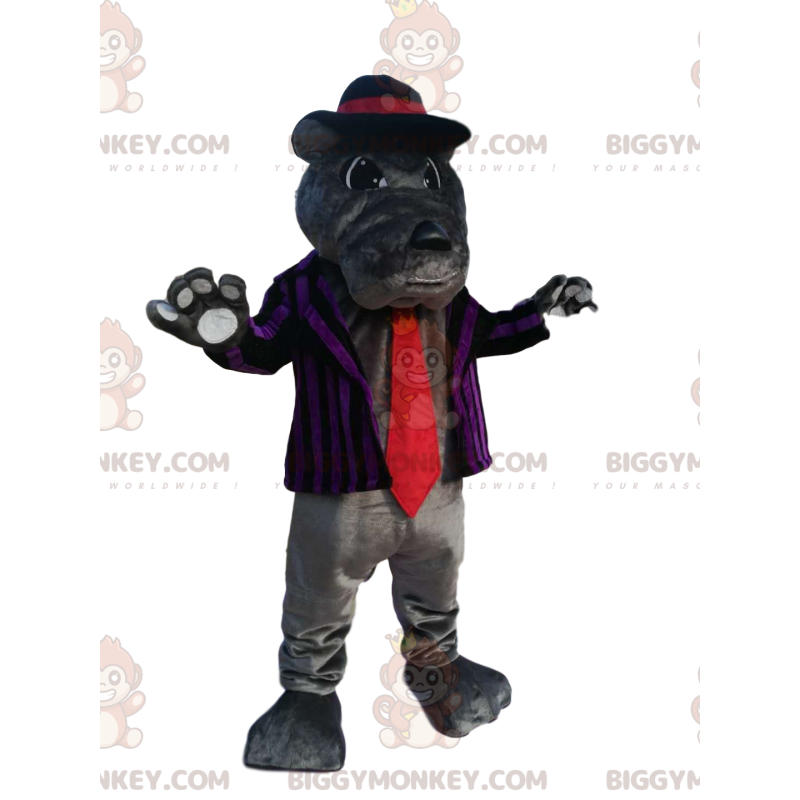 Costume da mascotte Bulldog grigio BIGGYMONKEY™ con giacca a