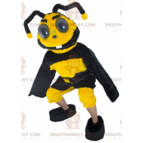 Costume de mascotte BIGGYMONKEY™ d'abeille de guêpe jaune et