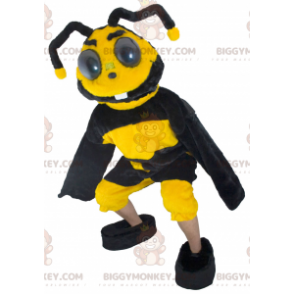 Traje de mascote BIGGYMONKEY™ Abelha Vespa Amarela e Preta –