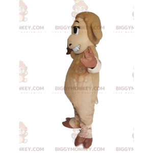 Traje de mascote BIGGYMONKEY™ de ovelha bege e marrom com um