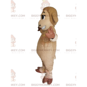 BIGGYMONKEY™ costume da mascotte di pecora beige e marrone con