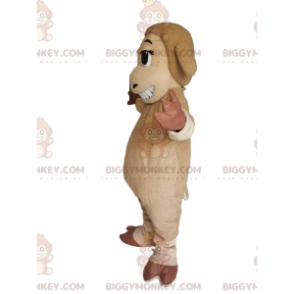 BIGGYMONKEY™ mascot costume of beige and brown sheep with a