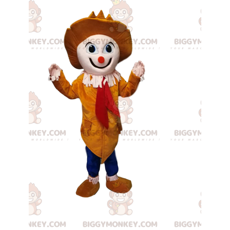 Clown BIGGYMONKEY™ mascottekostuum met kleine oranje neus en