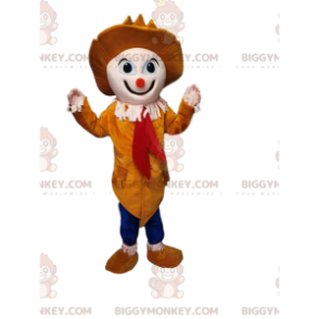 Clown BIGGYMONKEY™ mascottekostuum met kleine oranje neus en