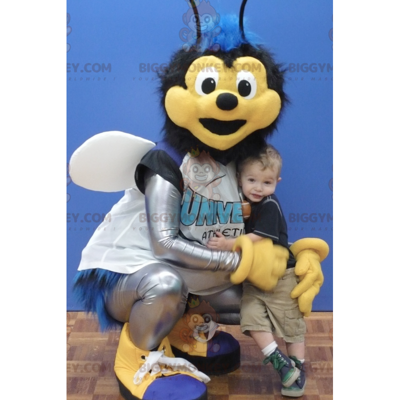 Blaues und schwarzes Fly BIGGYMONKEY™ Maskottchen-Kostüm in