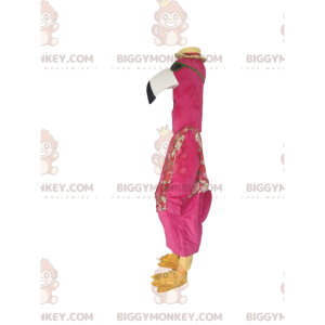 Traje de mascote de flamingo BIGGYMONKEY™ com óculos de sol e