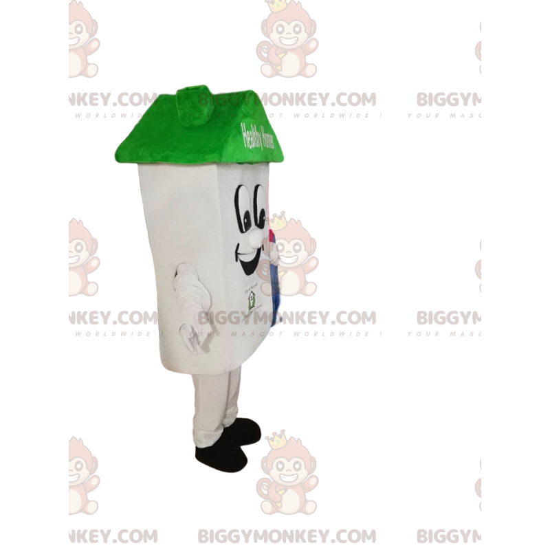 Smiling Cottage BIGGYMONKEY™ Mascot Costume with Green Roof –