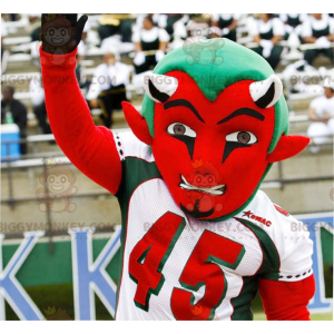 Röd och grön djävul BIGGYMONKEY™ maskotdräkt i sportkläder -