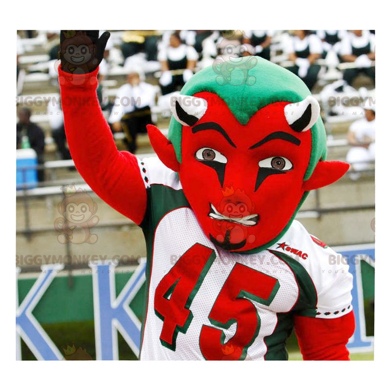 Röd och grön djävul BIGGYMONKEY™ maskotdräkt i sportkläder -