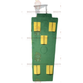 BIGGYMONKEY™ Mascot Costume Green Building with Yellow Windows