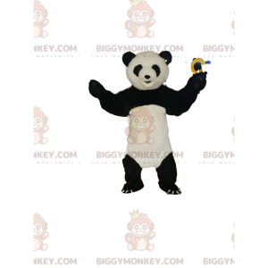 Kostium maskotka bardzo szczęśliwa czarno-biała panda