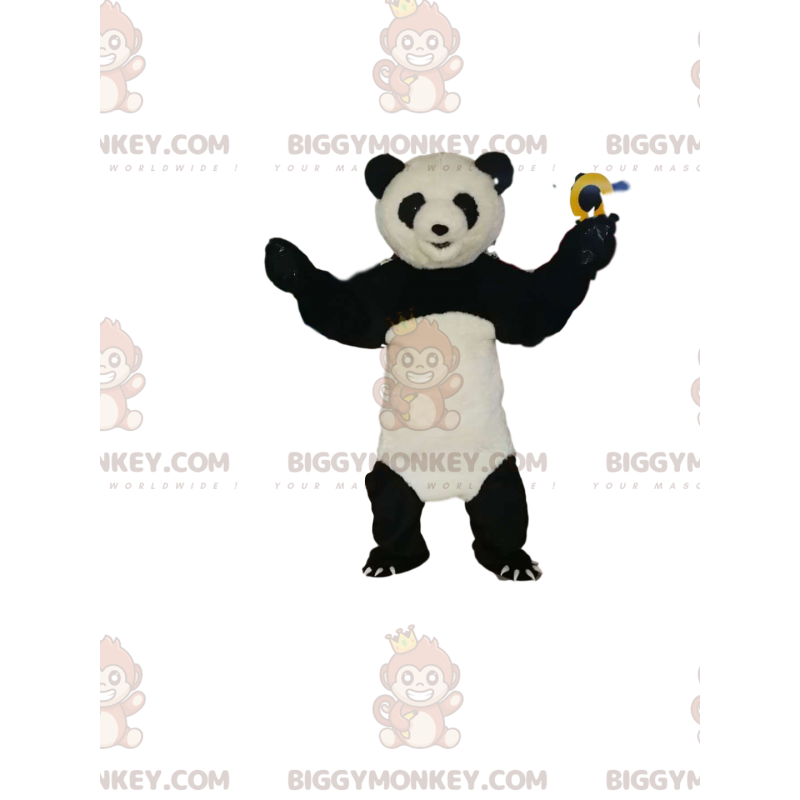 Costume de mascotte BIGGYMONKEY™ de panda noir et blanc très