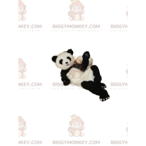 Costume mascotte BIGGYMONKEY™ Panda bianco e nero molto felice