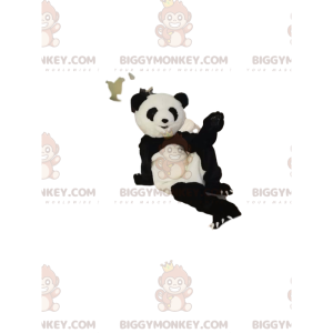 Costume mascotte BIGGYMONKEY™ Panda bianco e nero molto felice