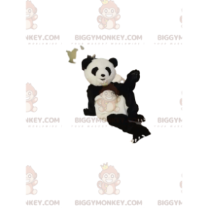 Erg blij zwart-wit Panda BIGGYMONKEY™ mascottekostuum -