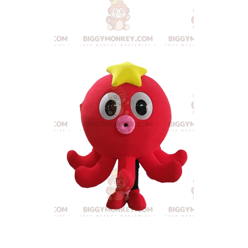 BIGGYMONKEY™ Costume da mascotte Polpo rosso con stella marina