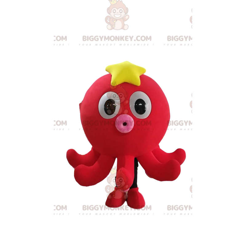 BIGGYMONKEY™ Mascottekostuum Kleine rode octopus met zeester op